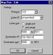 Mapping TCP pour ICQ